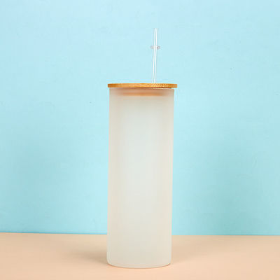 Bottella d'acqua in vetro a borosilicato a gradiente riutilizzabile 16 oz tazze di caffè in vetro con coperchio di bambù e paglia regalo di design unico per la figlia migliore amica