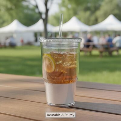 Cylinder Plastic Tumbler Reusable Yes Sturdy Construction Suitable for Outdoor Events Picnics and Corporate Gatherings
