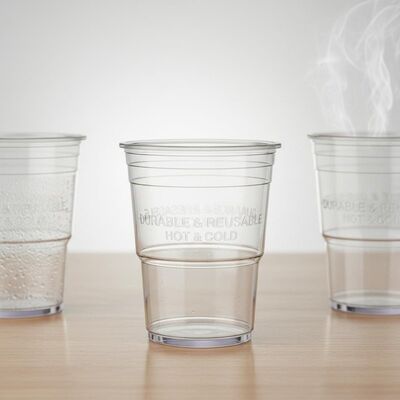 Coppa di plastica trasparente adatta a bevande calde e fredde Coppa durevole riutilizzabile Ideale per servizi alimentari commerciali ed eventi