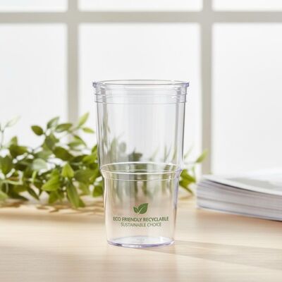 Cilindro per bicchiere in plastica da 15 Oz Materiale riciclabile ecologico adatto ad aziende sostenibili